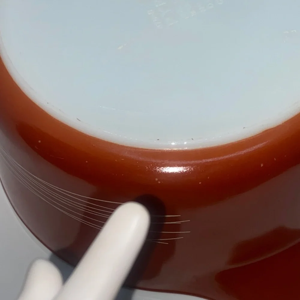 Pyrex Burnt Orange Autumn Harvest Wheat Pattern Milk Glass Dish sz 475-B Kitchen